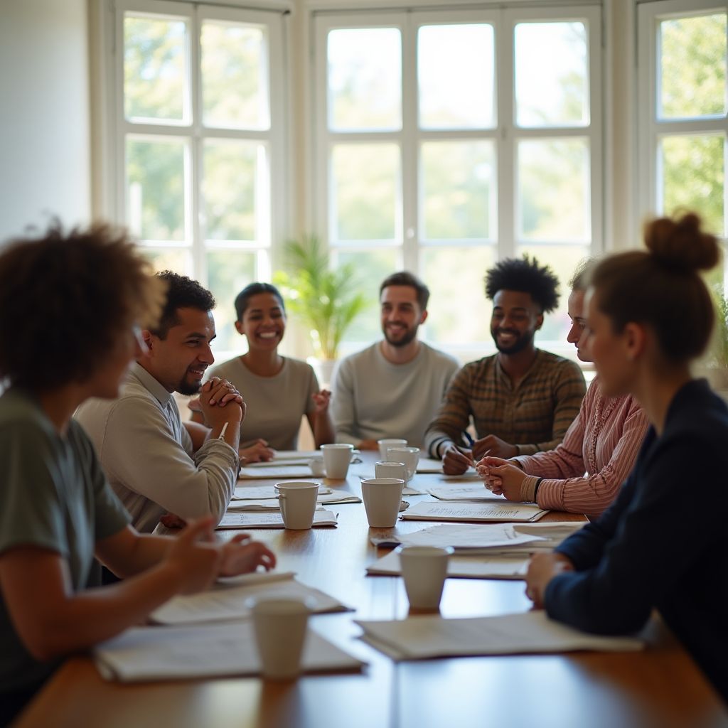 Teilnehmer bei einer Gruppenübung